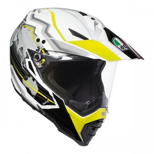 AGV AX-8 Dual Evo Earth White/Black/Yellow Fluro